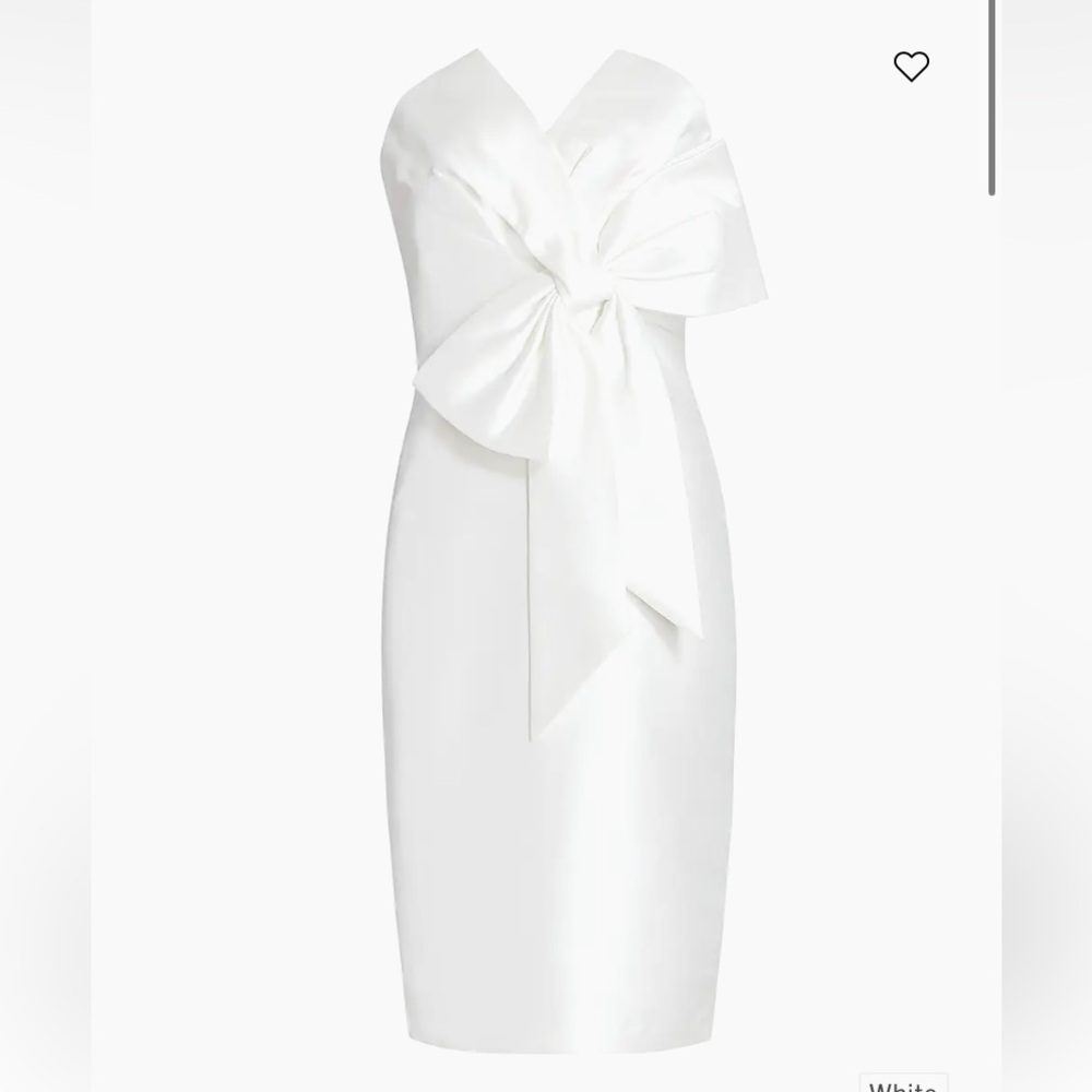 Badgley Mischka Bow-Front White Strapless Dress - Picture 2 of 8